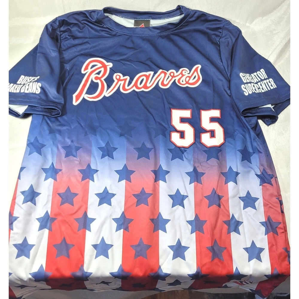 Alleson Athletic MLB Atlanta Braves Youth Jersey Top #55 Fleming -‎ Large - NWOT
